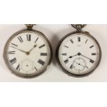 Two silver open face pocket watches, spares or repair