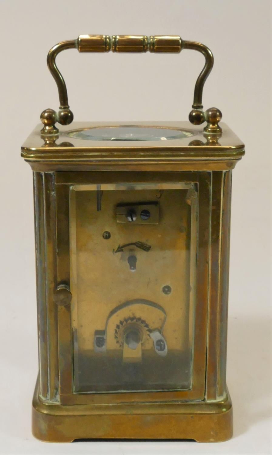 A Woodford, brass manual wind carriage clock 17 cm, together with two unmarked brass carriage clocks - Image 4 of 13