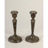 A pair of silver baluster candlesticks, Birmingham 1952, 16.5cm, loaded.