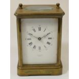 A French, manual wind carriage clock, by Harbinson Paris, striking on gong, 13 cm