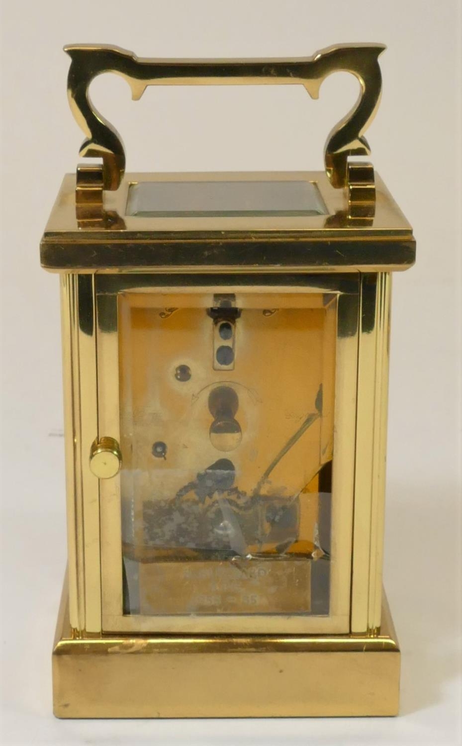 A Woodford, brass manual wind carriage clock 17 cm, together with two unmarked brass carriage clocks - Image 10 of 13