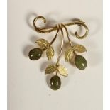 A 9ct gold and nephrite jade (untested) brooch by ECCO, 43 x 33mm, 5.1gm