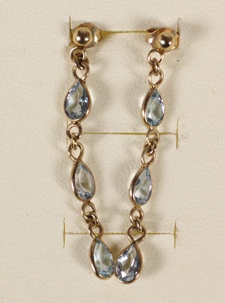 Two pairs of 9ct gold and blue topaz earrings, 3.4gm - Image 3 of 3