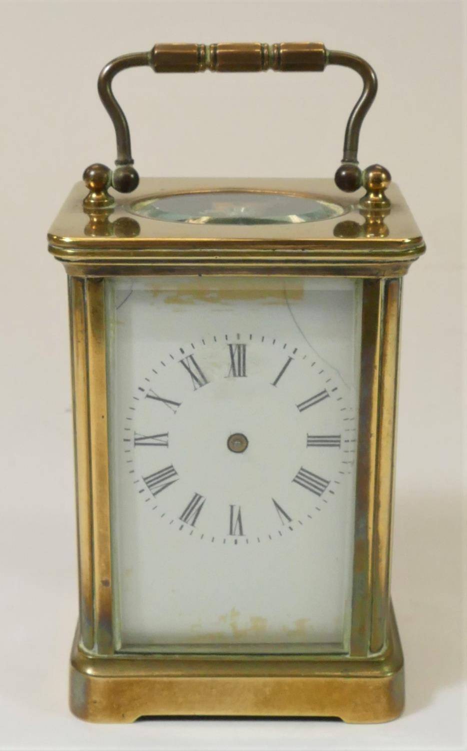 A Woodford, brass manual wind carriage clock 17 cm, together with two unmarked brass carriage clocks - Image 12 of 13