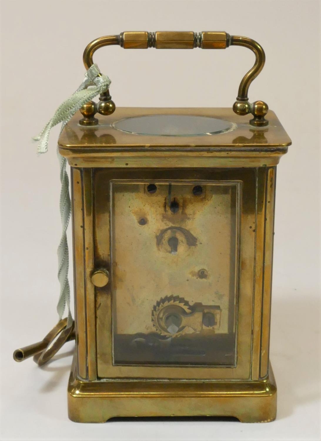A Woodford, brass manual wind carriage clock 17 cm, together with two unmarked brass carriage clocks - Image 6 of 13