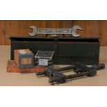 Toolbox & contents to include substantial spanners, makers include King Dick (USA) coil spring