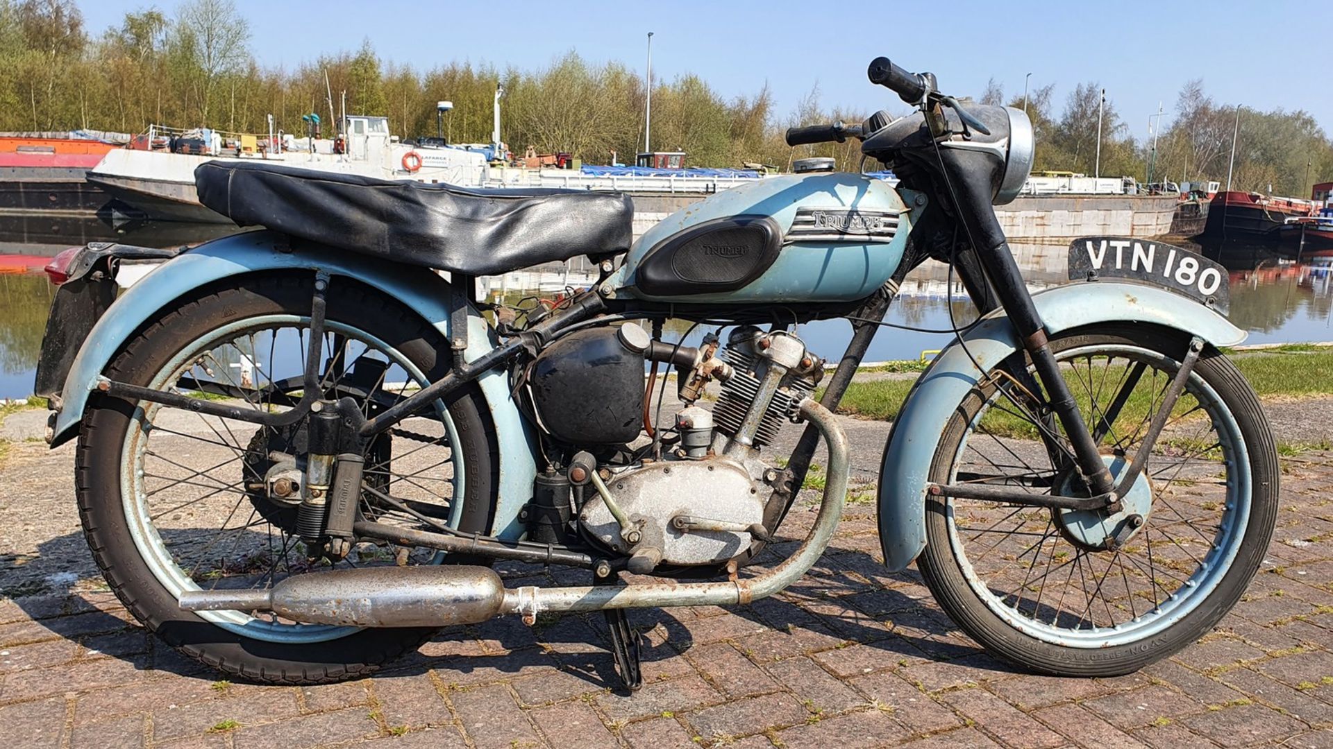 1955 Triumph Tiger Cub, 200cc. Registration number VTN 180. Frame number T11013 (not found).