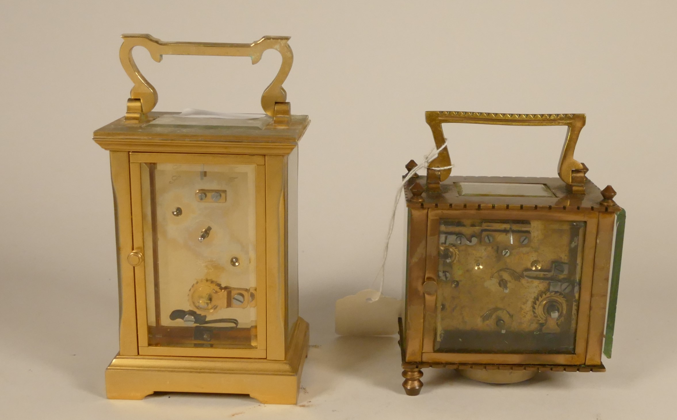 A Garrard & Co of London brass carriage clock, together a brass alarm carriage clock, the dial with - Image 3 of 4