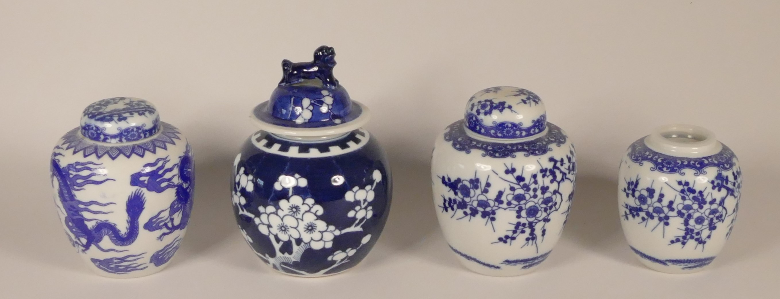 A collection of Chinese blue & white prunus ironstone ginger jars, to include Victorian and later - Image 6 of 9