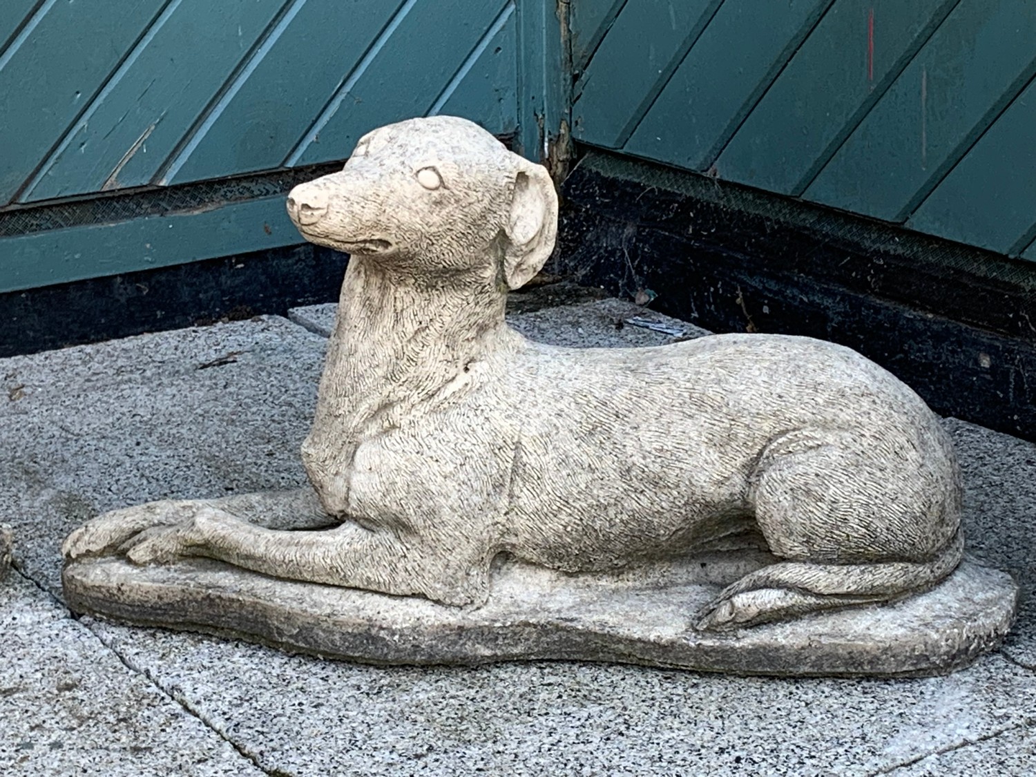 A composite garden figure depicting a seated greyhound / whippet, together with a similar - Image 2 of 3