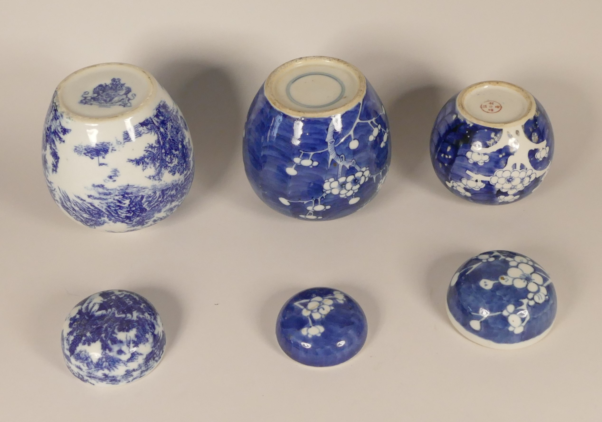 A collection of Chinese blue & white prunus ironstone ginger jars, to include Victorian and later - Image 5 of 9