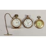 Waltham, a gold plated full hunter keyless wind pocket watch, an open face example and an Elgin