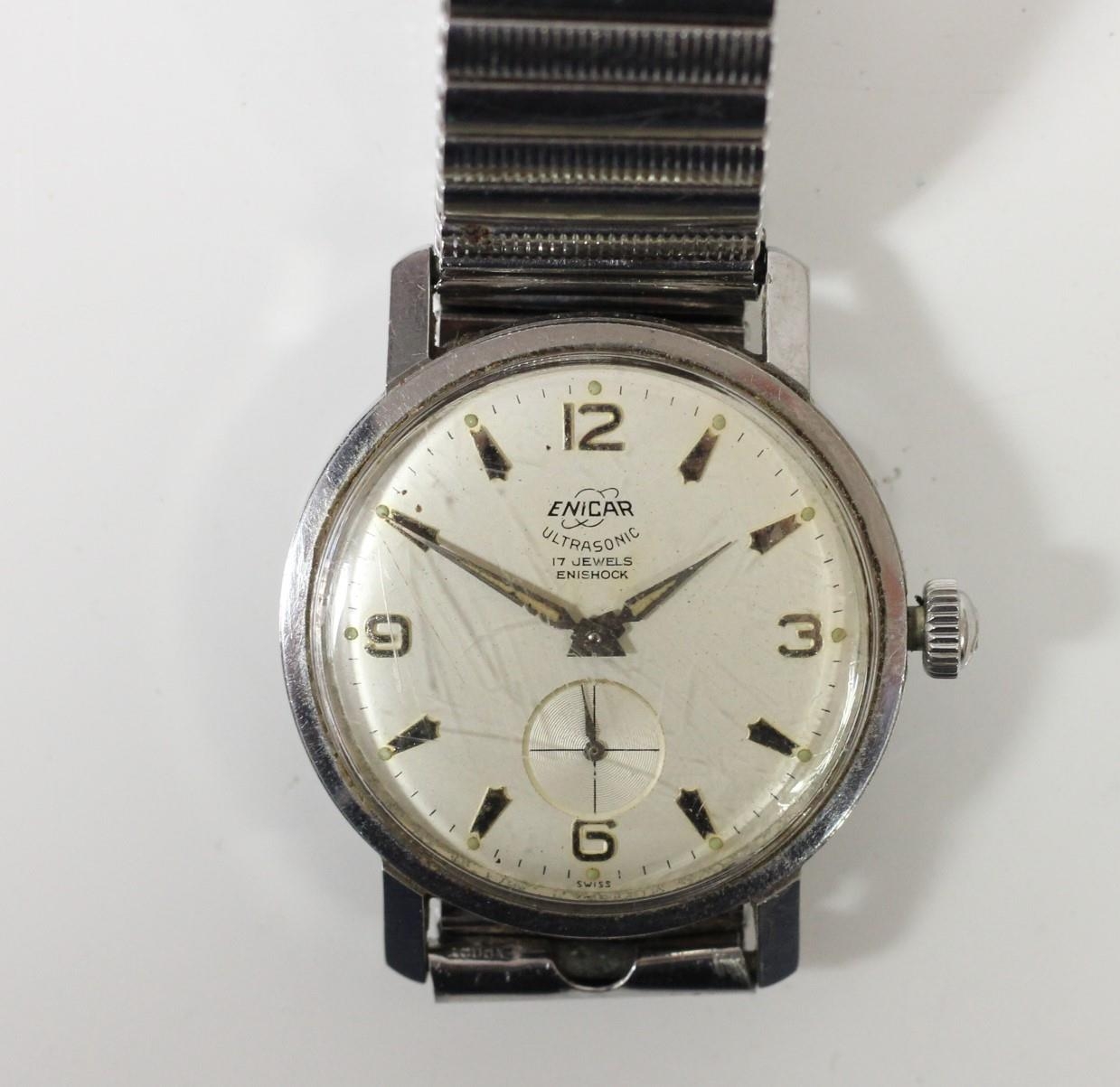 Enicar Ultrasonic, a stainless steel manual wind gentleman's wristwatch, with subsidiary seconds