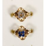 A pair of Egyptian gold floral cluster rings, L and N, 3.8gm