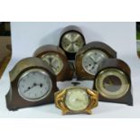 A collection of clocks to include, an Enflied mantel clock, a Bentima mantel clock, together with