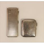 A silver combination cigarette/bookmatch case, Birmingham 1938 and a silver cigarette case,