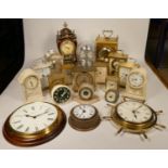 A collection of clocks to include, a marble barometer, a President Navigator quartz clock,