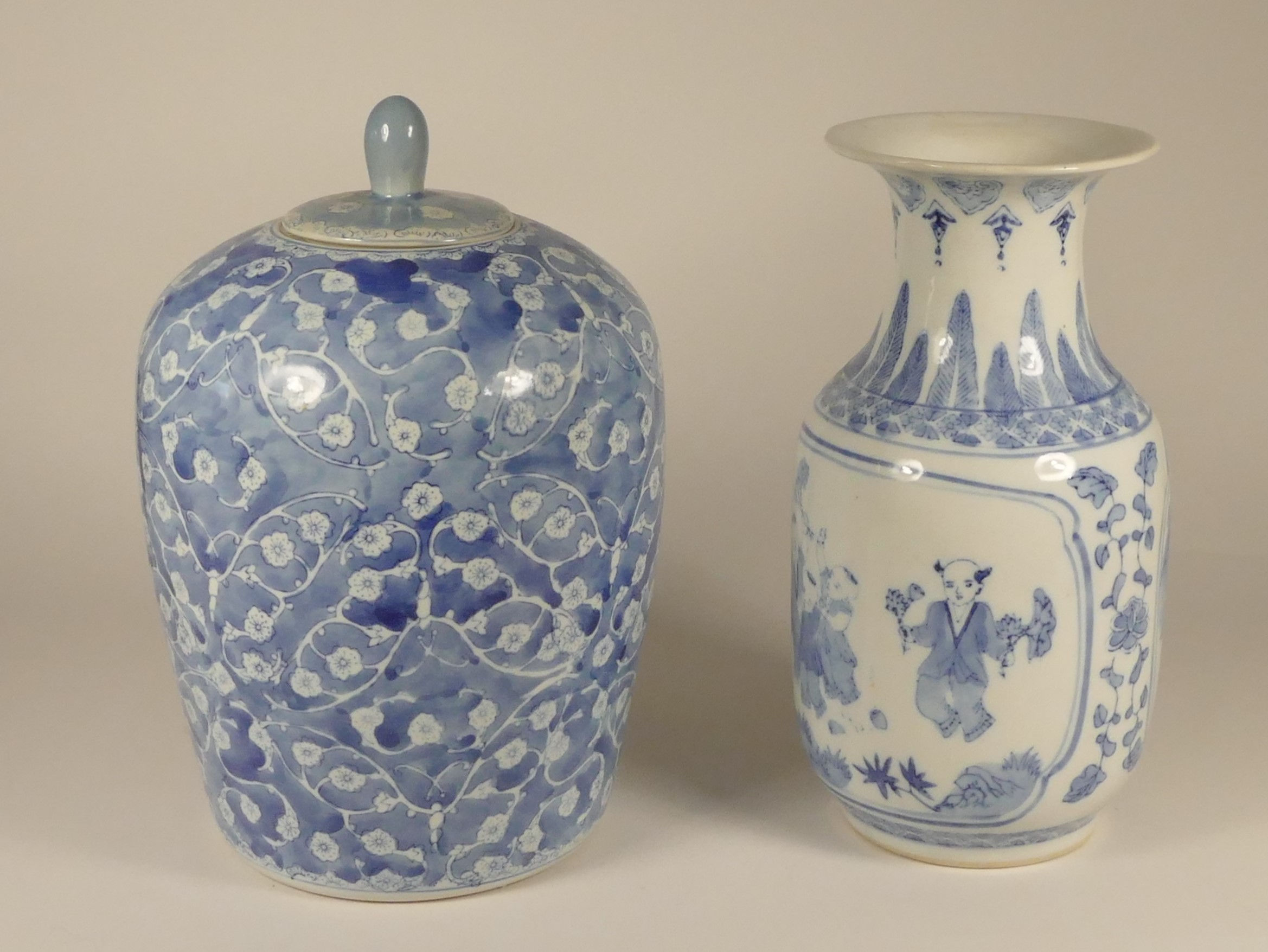 A collection of Chinese blue & white lidded vases and ginger jars to include, an early flower vase - Image 6 of 7
