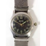 Glycine, Bienne - Geneve, a stainless steel manual wind military wristwatch, luminour numerals,