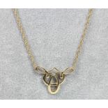 Ola Gorie, a 9ct gold Scottish Celtic knot pendant, Edinburgh hallmark, chain, 4.9gm, 40cm.