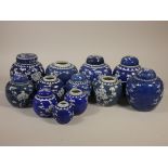 A collection of Chinese blue & white lidded vases and ginger jars