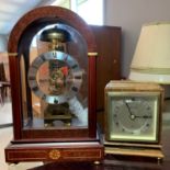 A Sewills of Liverpool mantle clock, glazed on all sides in a wooden case, together with an Elliot