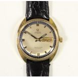 Omega Seamaster Cosmic day/date gilt metal gentleman's wristwatch, c.1970's, with blue chapter ring,