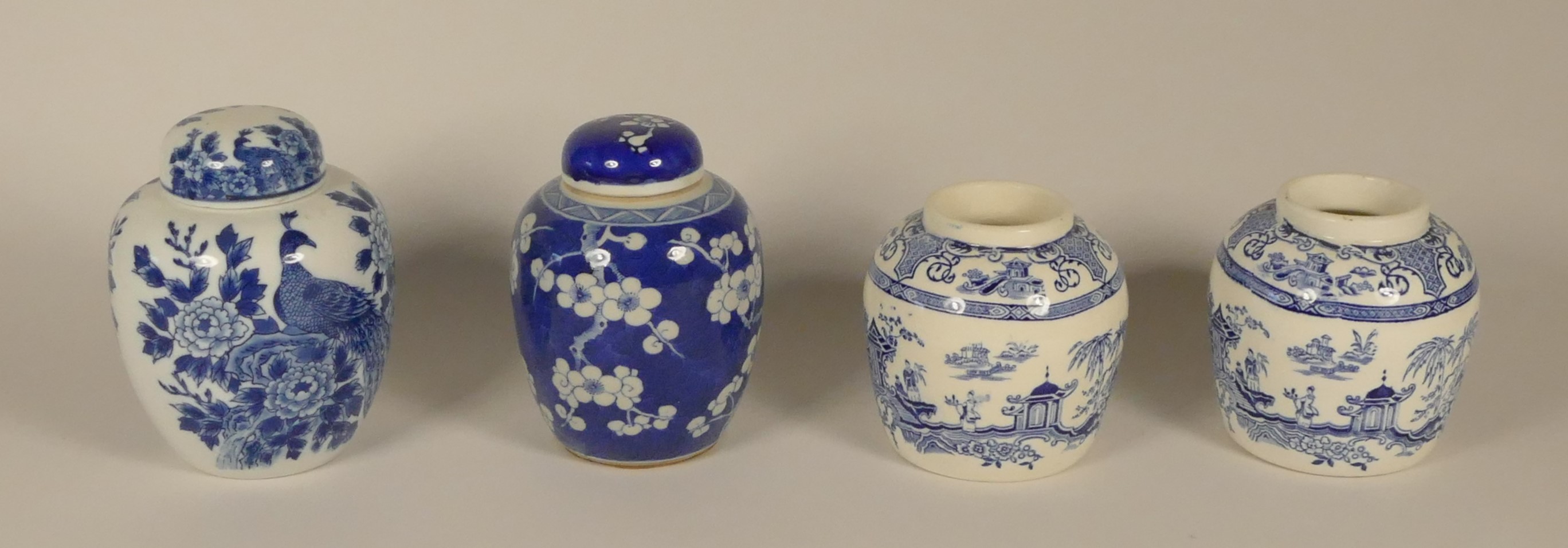 A collection of Chinese blue & white prunus ironstone ginger jars, to include Victorian and later - Image 8 of 9