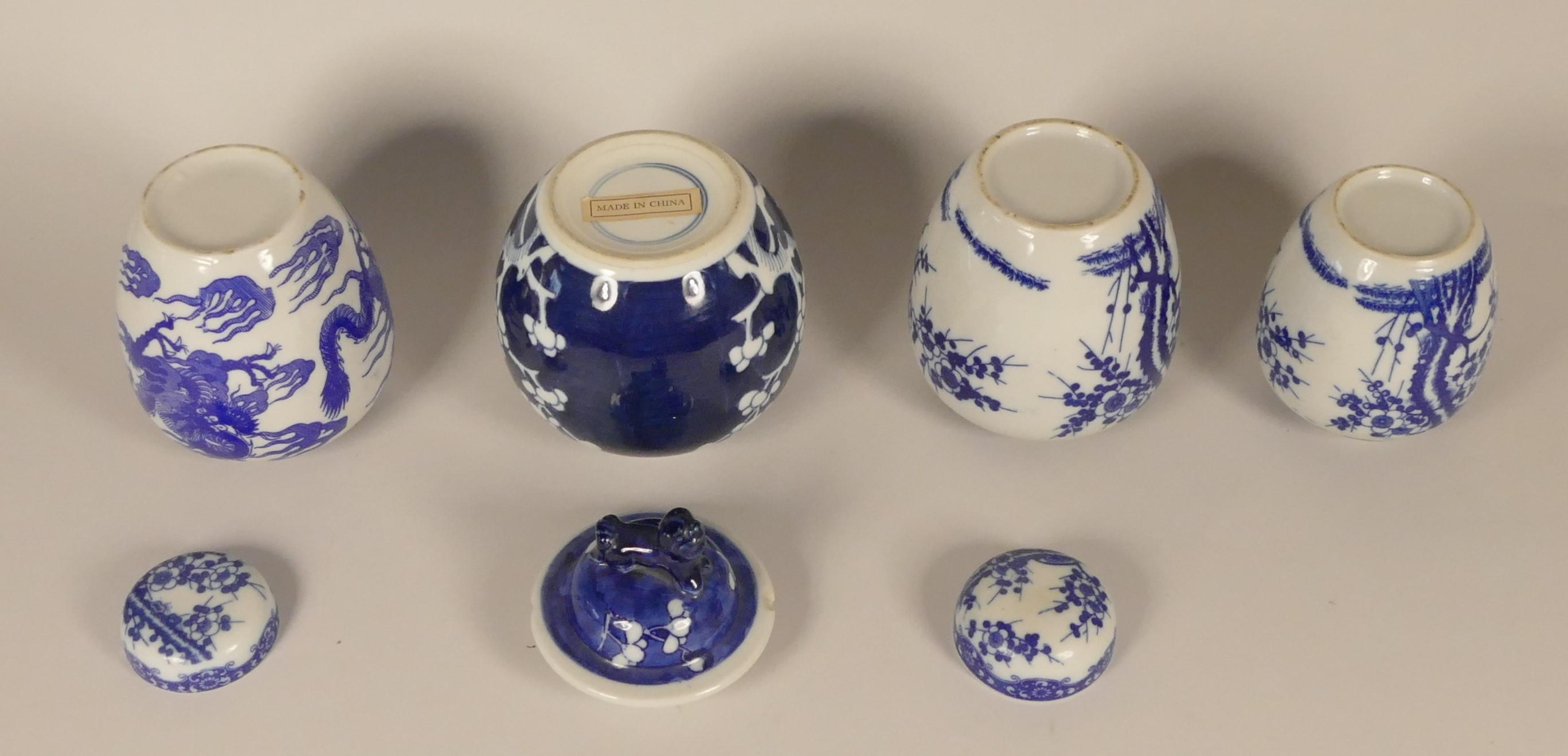 A collection of Chinese blue & white prunus ironstone ginger jars, to include Victorian and later - Image 7 of 9