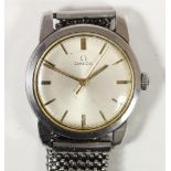 Omega, a stainless steel manual wind gentleman's wristwatch with gilt batons, not working, 34mm.