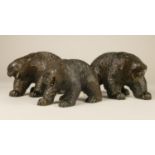 Three Black Forest soft wood bears, comprising of two adults and a cub (3)