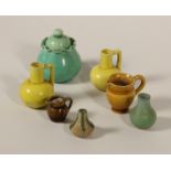 A collection of seven 19th century miniature jugs and vases, 3 - 6 cm