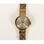 Rolex, a 9ct gold manual wind ladies wristwatch, London 1966, the silvered dial with baton markings,