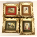 Four 19th century style miniature ivorine portraits, depicting 19th century ladies, 20 x 17 cm