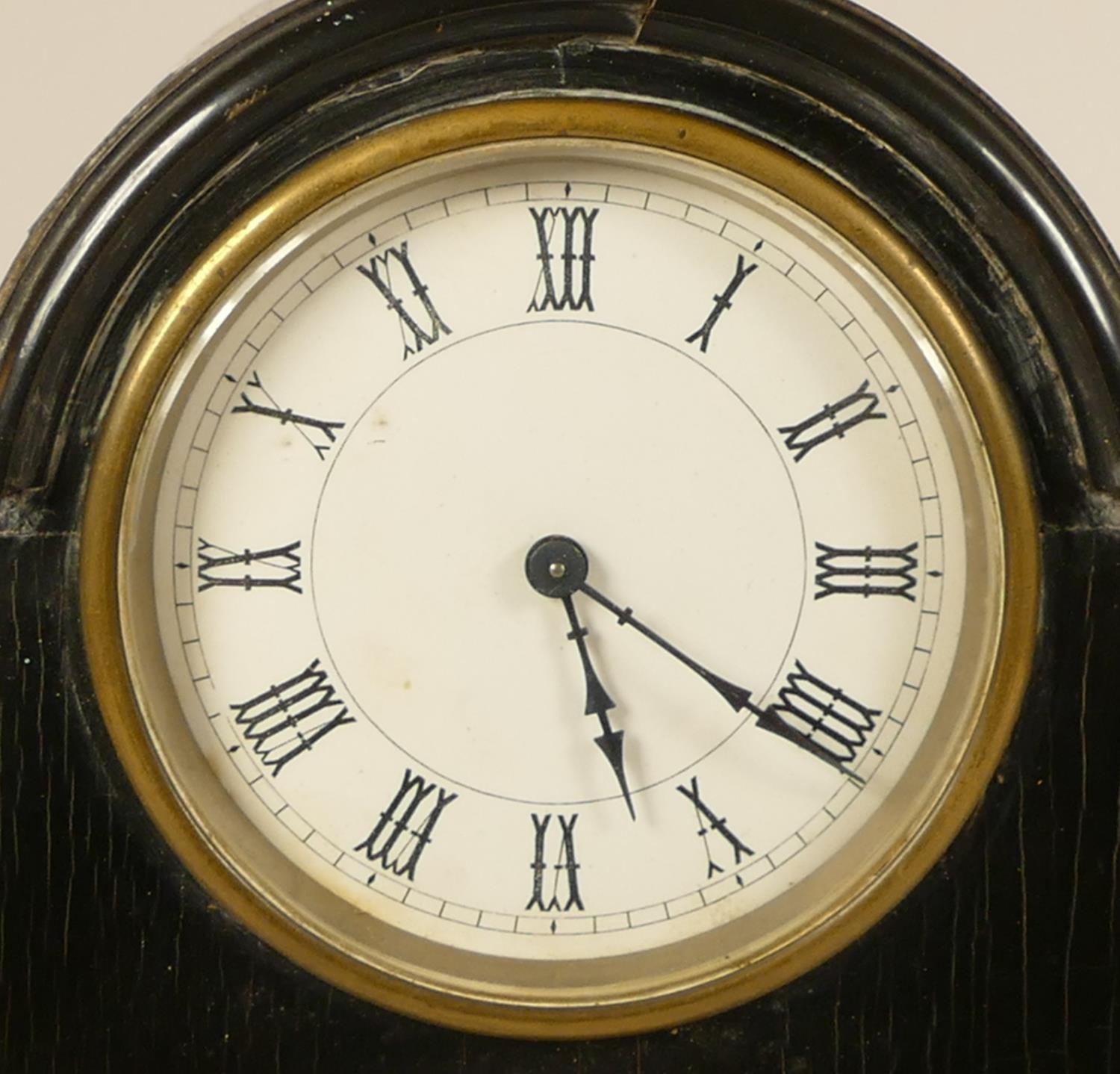 A 19th century ebonised mantel clock/barometer, with white enamel dials, the movement signed D.H, - Image 2 of 11