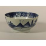 A Kang Si blue and white bowl, decorated with a village scene, diameter 18 cm,