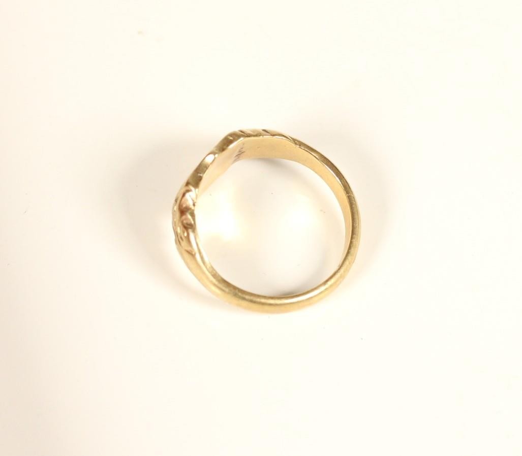 A 9ct gold shield shape signet ring, Birmingham 1971, Y, 8.3gm - Image 2 of 2