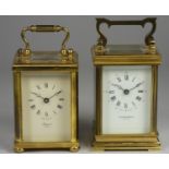 A brass carriage clock, the white enamel dial signed Taylor and Bligh, England,11.5 x 8.5 x 6.5cm