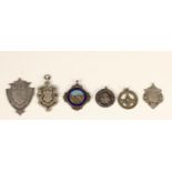 Six various silver watch fobs, 2oz.