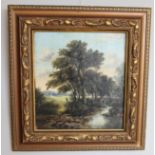 A landscape river scene, signed Loombe, oil on board, framed, 41 x 43 cm