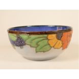 A Royal Doulton stoneware bowl, cobalt blue glaze with floral motif, impressed 'Royal Doulton