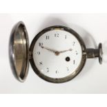 William Rogers, London, a silver full hunter pocket watch, London 1806, the white enamel dial with