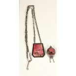 A Russian silver and pink gemstone pendant, c.1958-64 URAL, Sverdlovsk. 875 star,