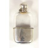 A Victorian silver and glass hip flask, by Dixon & Sons, Sheffield 1887, twist bayonet cap, pull off