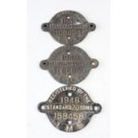 Three circular LMS (1948) wagon plates, 158458, 168855, 168894