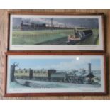 Two framed/glazed carraige print by C.Hamilton Ellis, travel in 1855 "Crampton Locomotive No.12 on