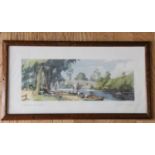 A framed/glazed carraige print "The River Wharfe, Ilkley" by Frank Sherwin, in original frame