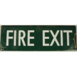 A BR(S) green/white enamel 'fire exit' sign, 13 x 38 cm