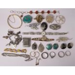 A silver charm bracelet, a silver vesta case Birmingham 1912, a ladies 9ct gold watch head and other