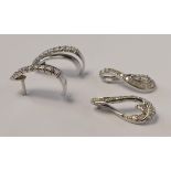 Two pairs of 9ct white gold and diamond earstuds, 2.1gm